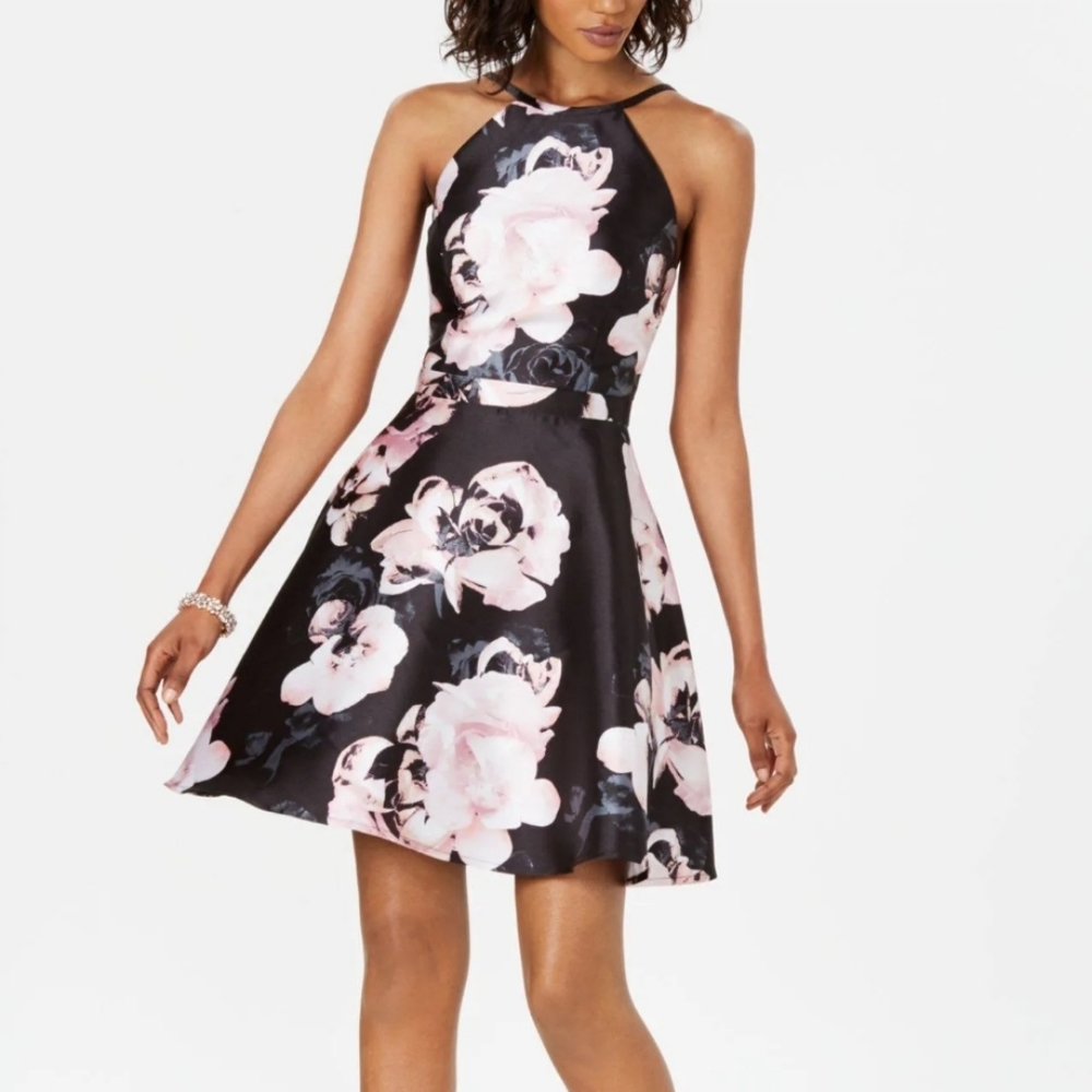 SZ 6 XSCAPE WOMENS FLORAL🌸HALTER PARTY DRESS NWT